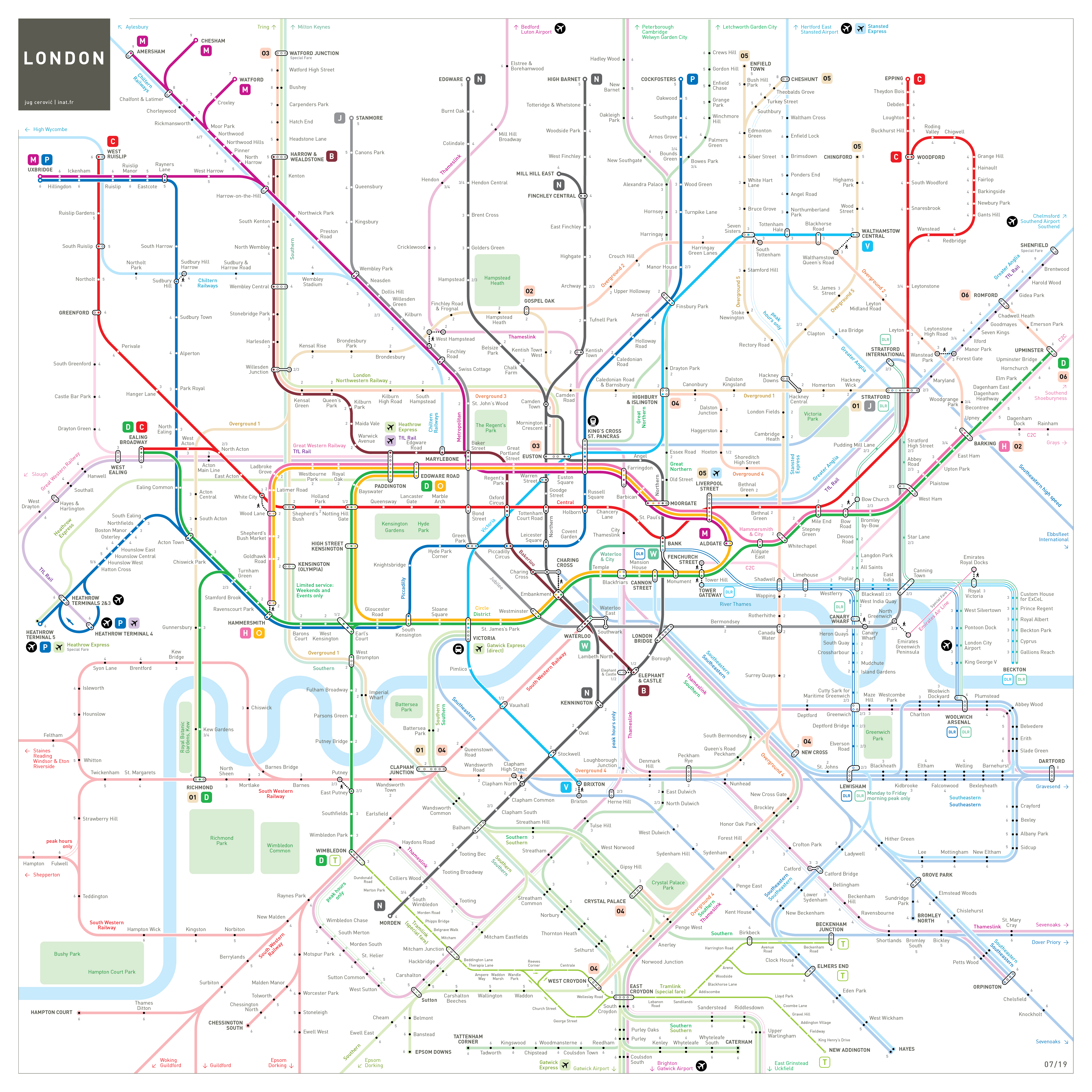 london tube and rail map