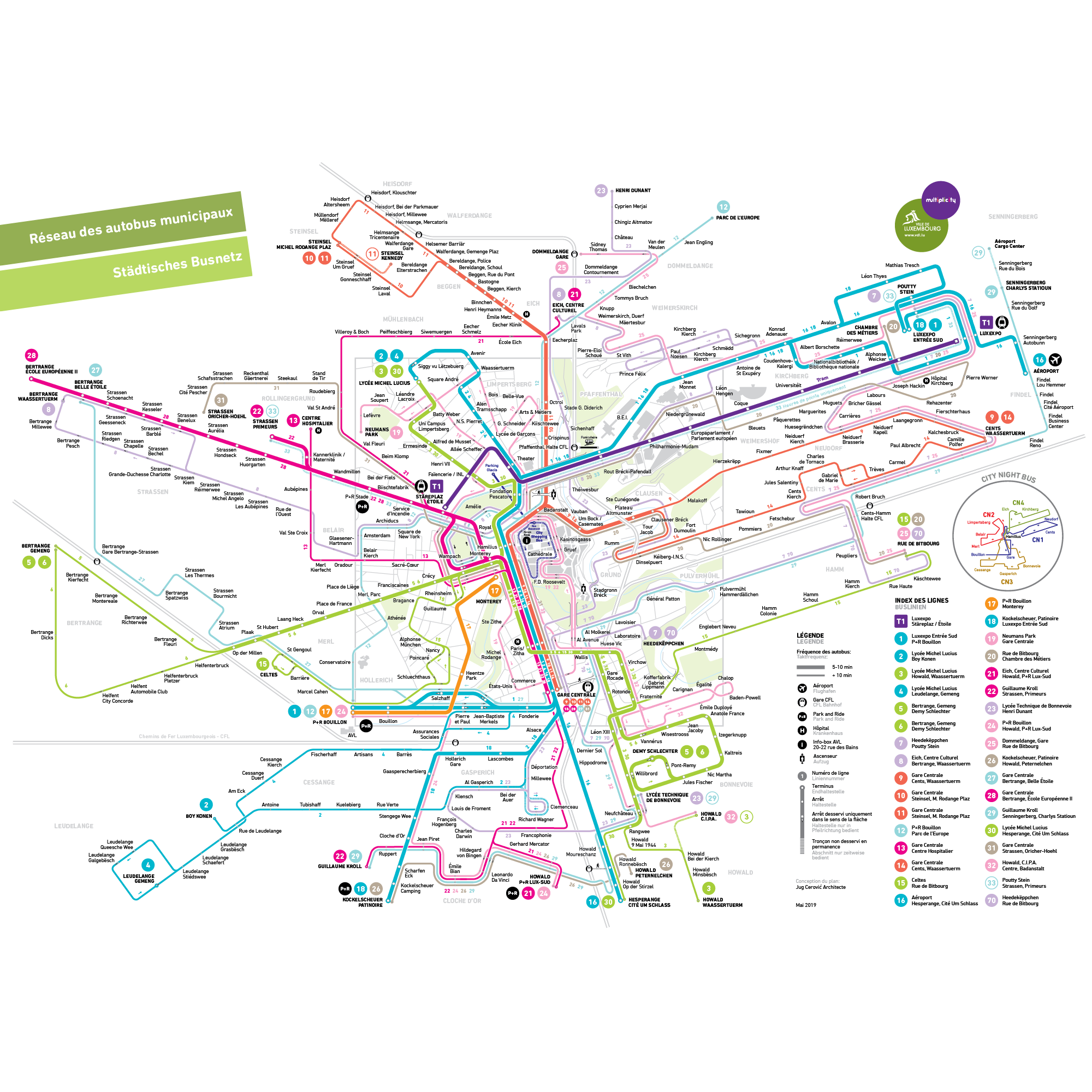 Luxembourg bus map