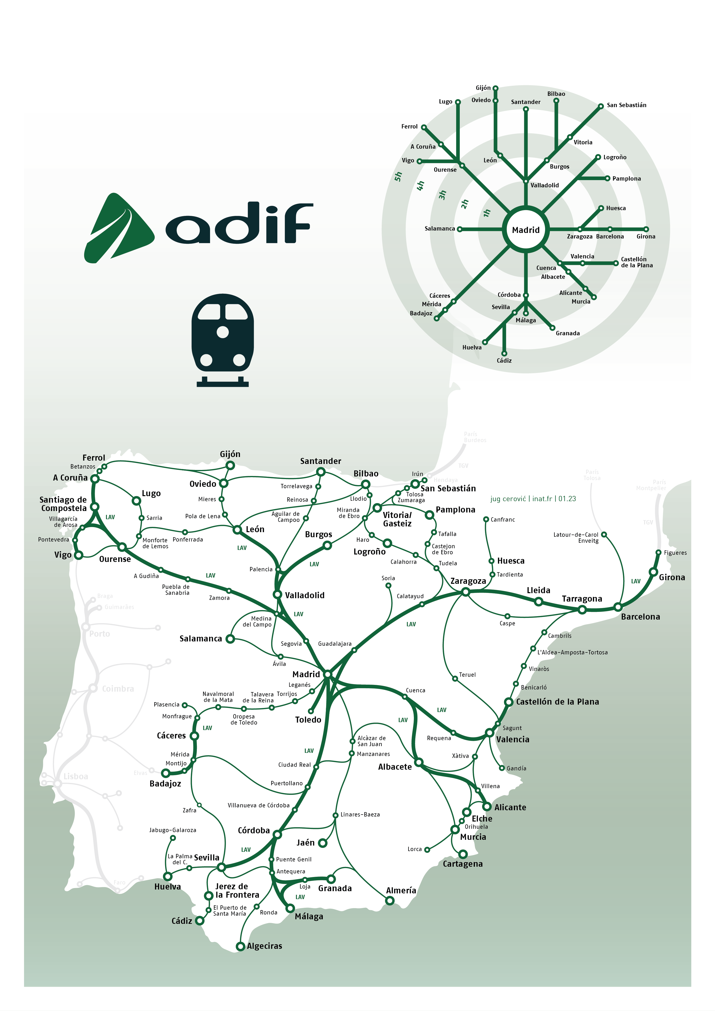 Mapa España Tren Renfe Avlo Iryo Ouigo inat