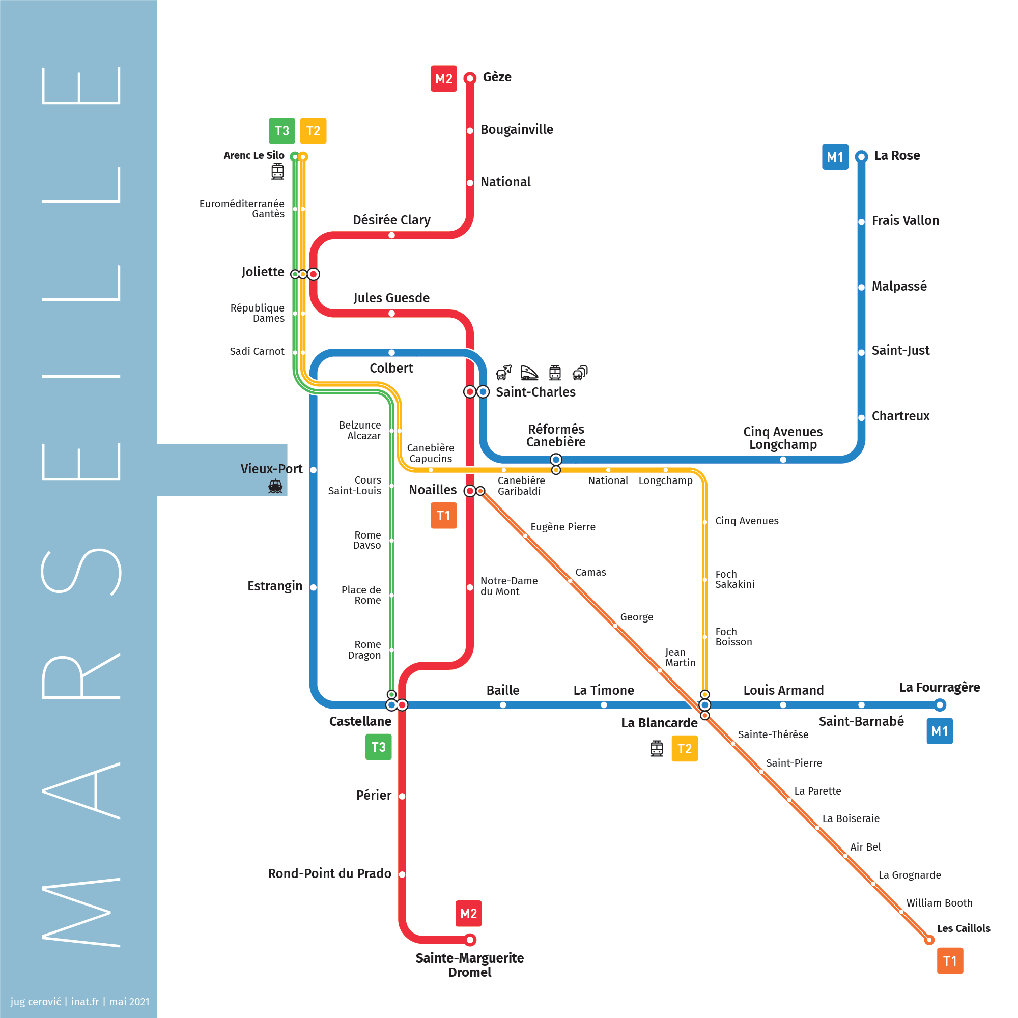 Marseille plan metro tram