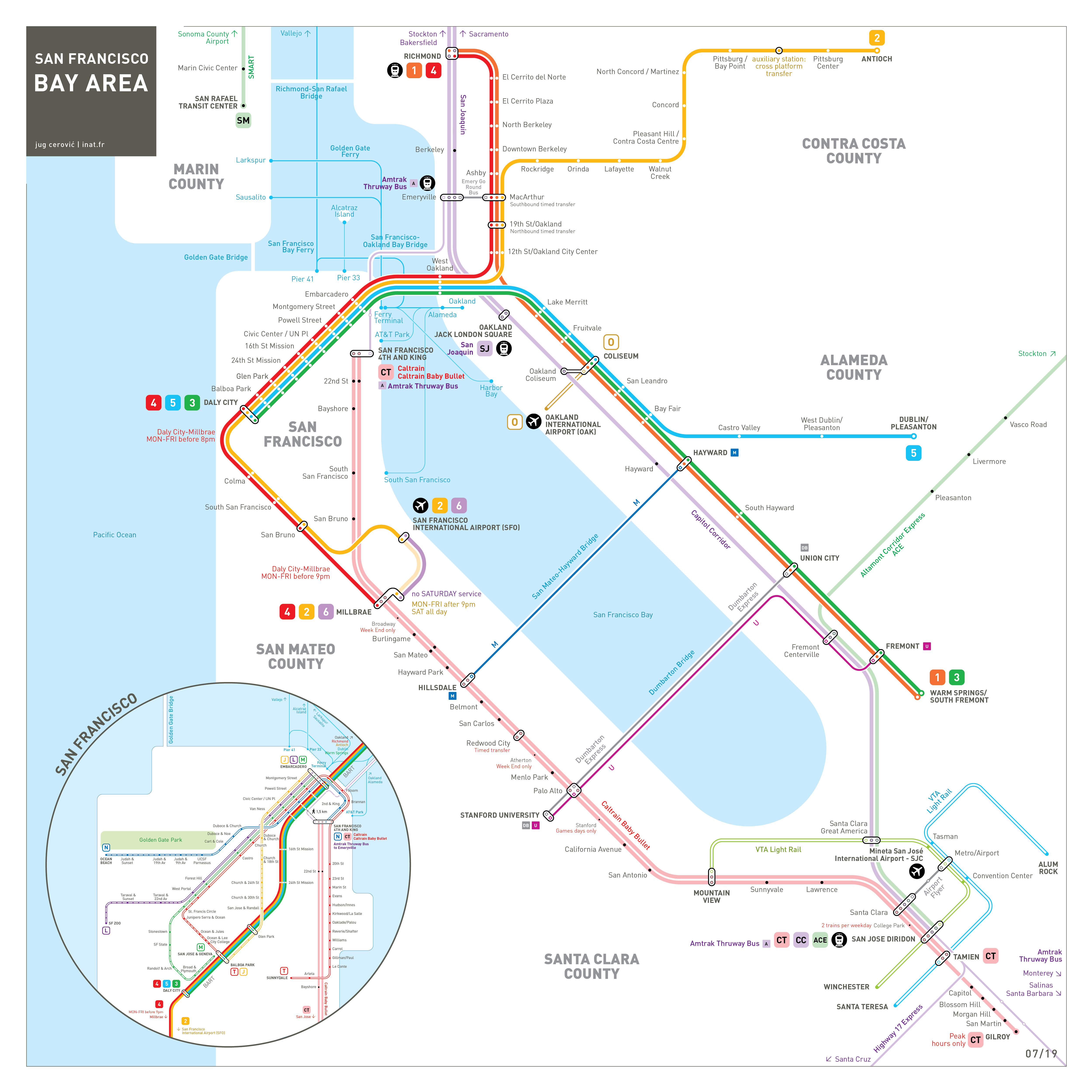 San Francisco Bay Area Transit Map Inat